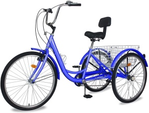 Adult 7 Speed Tricycle with Large Basket, Blue - Appears New 