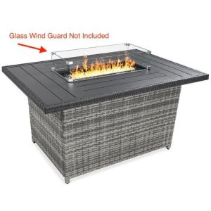Wicker Propane Fire Pit Table, 50,000 BTU, 52in - Glass Wind Guard Not Included 