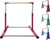 JC-ATHLETICS Foldable & Movable Gymnastic Kip Bar, Junior Training Bar, 3' to 5' Adjustable Height, 1-4 Levels, 260lbs Weight Capacity 