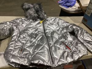 Women's Quilted Winter Coat - Silver, 3XL, Fits Like Medium