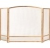 3-Panel Simple Steel Mesh Fireplace Screen w/ Rustic Worn Finish - 47x29in, Antique Gold