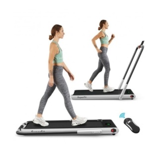 2-In-1 Folding Treadmill With Rc Bluetooth Speaker Led Display-Silver