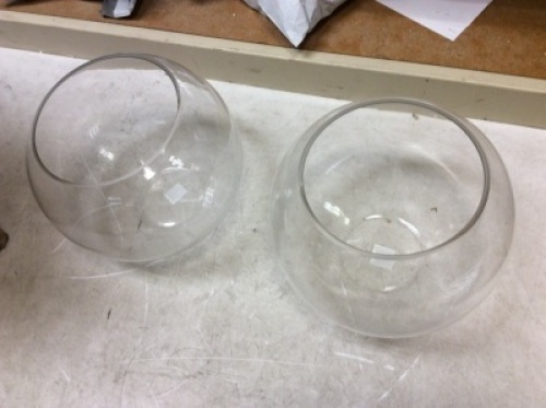 Set of 2 Bubble Bowl Glass Vases, 12" x 10"&nbsp;- New