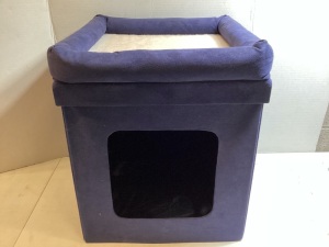 Collapsible Cube Cat Bed, Blue