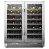 Lanbopro LP66D 62-Bottle Dual Door Wine Cooler