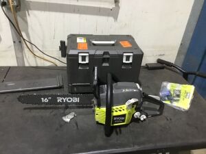 RYOBI 16 in. 37cc 2-Cycle Gas Chainsaw with Heavy-Duty Case - Engine Has Compression, Not Tested Further