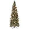 Pre-Lit Partially Flocked Pencil Christmas Tree w/ Pine Cones, Metal Stand, 6ft