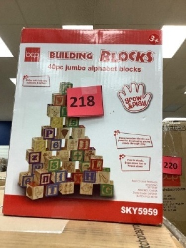 40-Piece Kids Wooden ABC Block Set Toddler STEM Toy w/ Carrying Case