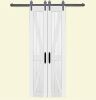 36 in. x 84 in. Board and Batten Composite PVC White Split Sliding Barn Door with Hardware Kit