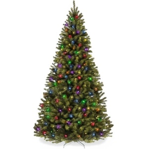 6ft Pre-Lit Artificial Spruce Christmas Tree w/ Multicolored LED Lights