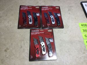 Lot of (3) Husky 3-Pack Compact Folding Utility Knife Set