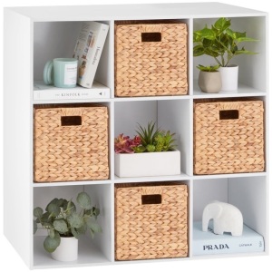 9-Cube Bookshelf Storage Display w/ 3 Removable Panels, Customizable Design