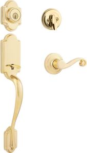 Kwikset Arlington Single Cylinder Handleset w/Lido Lever featuring SmartKey in Lifetime Polished Brass 