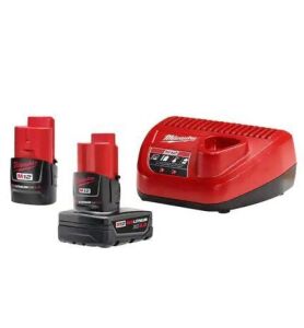 Milwaukee M12 12-Volt Lithium-Ion 4.0 Ah and 2.0 Ah Battery Packs and Charger Starter Kit