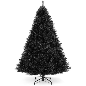 6ft Black Artificial Christmas Tree w/ Easy Assembly, Foldable Metal Stand