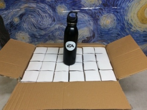 Case of (24) h2go Solus EA Logo 24 oz Stainless Steel Water Bottles - New