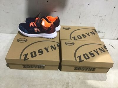 Lot of (4) ZOSYNS Kids Velcro Mesh Breathable Sneakers