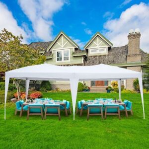 10' x 20' Pop Up Wedding Party Tent Folding Gazebo Beach Canopy W/ Carry Bag-White 