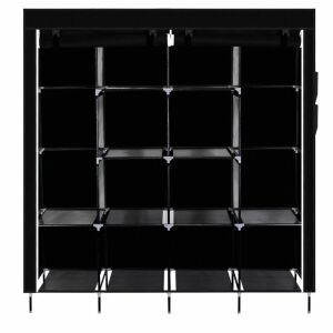 67" Portable Clothes Storage Rack, 12 Shelves, 4 Side Pockets 