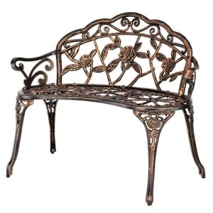 Outdoor Patio Bench Leisure Rose Cast Aluminum Chair Bronze 