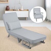 Folding 5 Position Convertible Sleeper Bed Armchair Lounge w/ Pillow&nbsp;