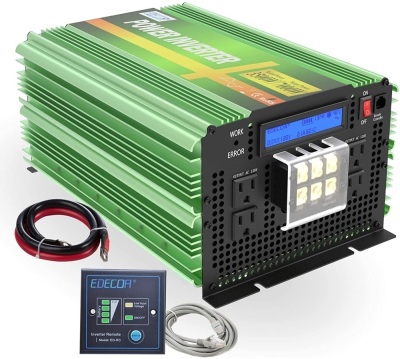 EDECOA Pure Sine Wave Power Inverter 3500W DC 12V to AC 120V with LCD Display and Remote Controller 4 AC Outlets and 1 AC Terminal Block. Appears New