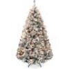 4.5ft Pre-Lit Holiday Christmas Pine Tree w/ Snow Flocked Branches, 200 Warm White Lights