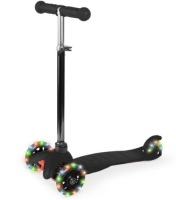 Kids Mini Kick Scooter Toy w/ Colorful Light-Up Wheels, Adjustable T-Bar, Black, Missing Brake Piece