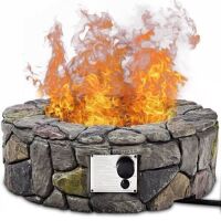 28'' Propane Gas Fire Pit Outdoor 40,000 BTUs Stone Finish Lava Rocks Cover