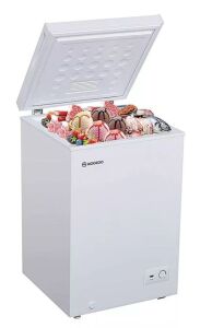 Moosoo Chest Freezer with Storage Basket 3.5 Cu Ft - Small Dents