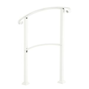 3-Step Adjustable White Wrought Iron Handrail