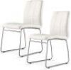 Modern Dining&nbsp;Chairs with Faux Leather Padded Seat Back in Checkered Pattern and Sled Chrome Legs, Set of 2