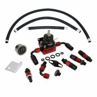 OSIAS Black & Red Adjustable Fuel Pressure Regulator Kit AN 6 Fitting End