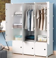 Aeitc Portable Wardrobe,14"x18" Depth Cube Storage, 12 Cubes, White
