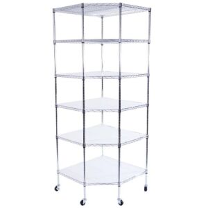 6-Tier Corner Steel Wire Shelving with Wheels