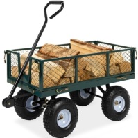 Steel Garden Utility Cart Wagon w/ 400lb Capacity, Removable Sides, Handle, Green