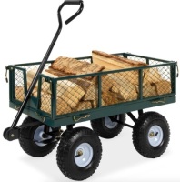Steel Garden Utility Cart Wagon w/ 400lb Capacity, Removable Sides, Handle, Green