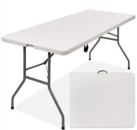 6ft Portable Folding Plastic Dining Table w/ Handle, Lock