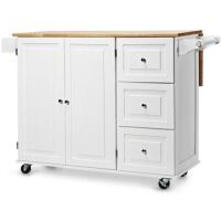 Drop-Leaf Kitchen Island Trolley Cart Wood Storage Cabinet