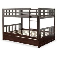 Full Over Full Bunk Bed Platform Wood Bed - Half Brown/Half White&nbsp;