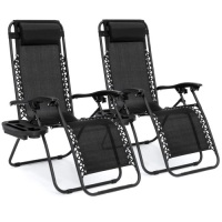 Set of 2 Adjustable Zero Gravity Patio Chair Recliners w/ Cup Holders&nbsp;