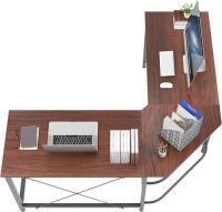 Soges 59 x 59 inches Large L-Shaped Computer Desk, Walnut