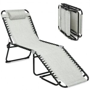 Folding Patio Lounge Chair with Pillow