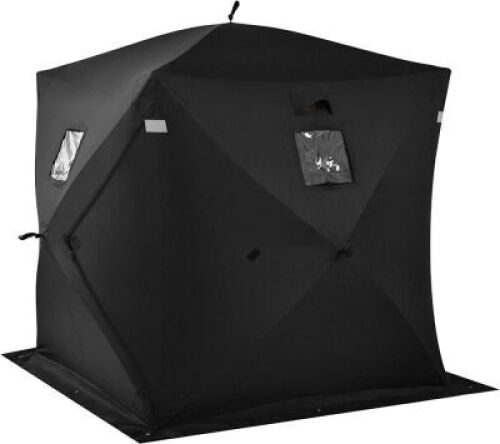 GYMAX Ice Shelter, Pop-up Waterproof Fishing Tent 2-Person Portable Ice Tent with Detachable Windows, Zippered Door & Carry Bag