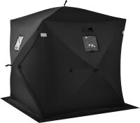 GYMAX Ice Shelter, Pop-up Waterproof Fishing Tent 2-Person Portable Ice Tent with Detachable Windows, Zippered Door & Carry Bag
