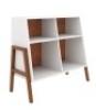 Nathan James&nbsp;Telos Glossy White and Brown 4-Cube Organizer Storage Cabinet with Open Shelves and Angled Design