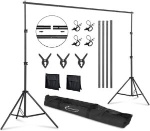 ShowMaven 6.4ft x 10ft Adjustable Photo Background Stand with Carry Bag 