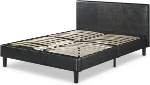 ZINUS Jade Faux Leather Upholstered Platform Bed Frame with Wood Slat Support, Queen 