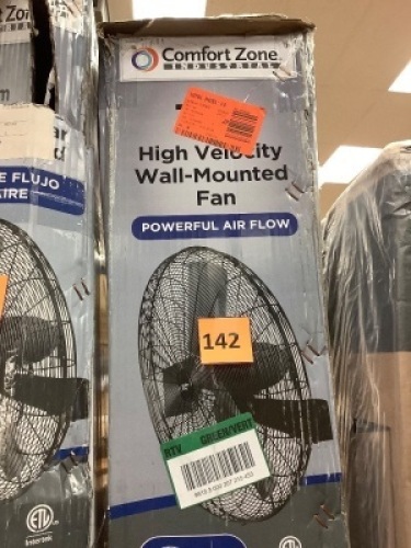 Comfort Zone30 in. Black High-Velocity Industrial 2-Speed Wall Fan with Aluminum Blades and Adjustable Tilt