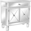 VINGLI Mirrored Bedside Chest 1 Drawer Nightstand 